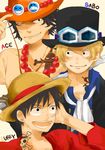  3boys alternate_costume brothers monkey_d_luffy multiple_boys one_piece portgas_d_ace sabo_(one_piece) siblings time_paradox 