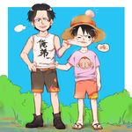  2boys brothers monkey_d_luffy multiple_boys one_piece portgas_d_ace siblings stampede_string straw_hat younger 