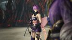  3d anklet ayane_(doa) bare_shoulders breasts cleavage headband japanese_clothes jewelry large_breasts purple_hair ribbon scarf sengoku_musou sengoku_musou_2 sword weapon 
