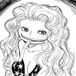  1girl amazon boa_sandersonia monochrome one_piece sketch solo tongue 