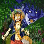  1boy hat male_focus monkey_d_luffy one_piece one_piece:_strong_world solo straw_hat tiger 