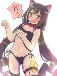  animal_ear_fluff animal_ears bangs black_bra black_legwear black_panties blush bra brown_hair cat_cutout cat_ear_panties cat_ears cat_lingerie cleavage_cutout commentary_request eyebrows_visible_through_hair frilled_bra frills green_eyes groin gucchiann hands_up highres kyaru_(princess_connect) long_hair low_twintails meme_attire multicolored_hair navel no_shoes open_mouth panties princess_connect! princess_connect!_re:dive ringlets side-tie_panties simple_background standing standing_on_one_leg streaked_hair tears thighhighs translation_request twintails underwear underwear_only very_long_hair white_background white_hair 