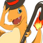 cane charmander fangs fire hat holding pokemon pokemon_(game) pokemon_rgby shinobu_panda top_hat 
