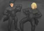 2018 abs anthro biceps black_hair blonde_hair bodysuit bound canid canine canis claws clothing domestic_dog duo encasement erection forced forced_transformation glistening glistening_bodysuit glistening_clothing glistening_skinsuit goo_string goo_transformation hair hi_res human human_to_anthro hunterkay leo_whitefang lying male male/male mammal mid_transformation muscular muscular_male on_back pecs scar skinsuit species_transformation standing takeover tight_clothing transformation tugging_clothing unknown_character