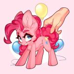 balloon blue_eyes disembodied_hand earth_pony equid equine female friendship_is_magic fur hair hasbro hi_res horse inflatable mammal minekoo2 my_little_pony pink_body pink_fur pink_hair pinkie_pie_(mlp) pony touching_tail