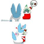 &lt;3 1:1 2023 2d_animation ?! ambiguous_form ambiguous_gender animated blue_body blue_fur blue_markings blue_tail blush blush_lines bow_(anatomy) bow_ribbon canid christmas christmas_stocking claws cute_fangs daww digital_media_(artwork) duo ear_ribbon eeveelution embrace eyes_closed facial_markings felid feral floragato frame_by_frame fur generation_6_pokemon generation_9_pokemon green_body green_fur green_markings head_markings holidays leg_markings loop mammal markings mask_(marking) monotone_body monotone_fur multicolored_body multicolored_fur nintendo open_mouth open_smile paws pictographics pokemon pokemon_(species) quadruped red_bow red_ribbon ribbons_(anatomy) shaded shadow shiny_pokemon short_playtime signature simple_background simple_shading sitting smile socks_(marking) speech_bubble sylveon tail tail_motion tailwag tontaro white_background white_body white_claws white_fur