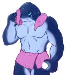 alien disney gantu grey_body hi_res humanoid lilo_and_stitch male muscular muscular_male pecs simple_background solo towel towel_around_waist towel_only unknown_artist