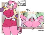 &lt;3 amy_rose anthro anus armwear balls big_breasts bodily_fluids bracelet breasts clothing dialogue dress duo eulipotyphlan eyelashes female footwear fur genital_fluids genitals gloves green_eyes hand_on_hip handwear hedgehog hi_res instant_loss_2koma jewelry looking_at_viewer lying male male/female mammal on_back onomatopoeia open_mouth open_smile penetration penis pink_body pink_clothing pink_dress pink_footwear pink_fur pink_shoes pink_socks purple_armwear purple_clothing pussy pussy_juice sega sex shoes silenttandem smile socks sonic_boom sonic_the_hedgehog_(series) sound_effects speech_bubble talking_to_viewer tan_body tan_fur text thick_thighs vaginal vaginal_penetration white_clothing white_gloves white_handwear wide_hips