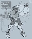 anthro big_muscles dinosaur epic_games fortnite growth haxsaur hi_res huge_muscles hyper hyper_muscles machine male muscle_growth muscular reptile robot scalie solo supermattym8 uneven_growth