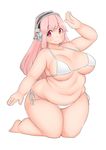  1girl bikini fat fusa_(starless2323) headphones nitroplus pink_eyes pink_hair starless2323 super_sonico swimsuit 