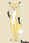 anthro breasts canid canine female fennec fox genitals hi_res mammal nude pussy reiden small_breasts solo yellow_body