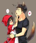  2boys animal_ears big_hero_6 brothers crossdressing disney hiro_hamada hiyaa licking little_red_riding_hood male_focus marvel multiple_boys siblings simple_background tadashi_hamada tail yaoi 