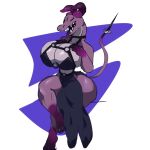 anthro big_breasts big_butt breasts butt claws clothed clothing cristhecat female horn huge_breasts not_furry_focus purple_body purple_skin solo thick_thighs wide_hips