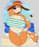 2023 anthro australian_cattle_dog beach bedroom_eyes belly big_breasts bikini bikini_bottom bikini_top bluey_(series) border breasts canid canine canis cattledog chilli_heeler chubby_anthro chubby_female cleavage clothed clothing curvy_figure day domestic_dog eyebrows female fur grey_border hand_behind_head hand_on_hip hat headgear headwear herding_dog hi_res huge_breasts looking_at_viewer mammal narrowed_eyes navel outside pastoral_dog sand seaside seductive smile solo standing sun_hat swimwear thick_thighs tuft voluptuous water zackdadawg