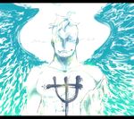  1boy blonde_hair blue_fire fiery_wings fire male_focus marco one_piece open_shirt pirate shirt solo tattoo transformation whitebeard_pirates wings 