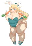  1girl animal_ears atago_(kantai_collection) blonde_hair bunny_ears carrot fat food fusa_(starless2323) kantai_collection starless2323 vegetable 