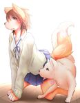  artist_request brown_eyes brown_hair dog furry open_mouth school_unform 