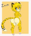 anthro backsack balls biped blush butt felid genitals girly hi_res male mammal matypup pantherine pupils simple_background standing thick_thighs