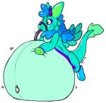 animate_inanimate belly belly_expansion blue_body dragon expansion feathered_wings feathers inflatable inflation living_inflatable mane pool_toy symrea wings