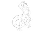 anthro belly dragon exercise hi_res horn karne male mohawk muscular nipples rangstrom solo weightlifting workout