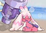 beach belly blurred_background blush censor_bar censored censored_genitalia censored_pussy clitoris featureless_chest female generation_9_pokemon genitals hair hammer hi_res holding_hammer holding_object holding_tool humanoid ineffective_censorship looking_at_viewer navel navi_(artist) nintendo pink_body pokemon pokemon_(species) pussy seaside slightly_chubby slightly_chubby_female slightly_chubby_humanoid smile solo spreading tinkaton tools uncensored_version_at_source