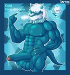 abs absurd_res animal_humanoid anthro balls beard big_penis blue_body blue_eyes blue_hair bodily_fluids claws dragon dragon_humanoid electronic_arts elemental_creature elemental_humanoid facial_hair facial_horn flora_fauna foreskin genital_fluids genitals glowing glowing_eyes hair hand_on_hip hi_res horn humanoid ice male muscular muscular_male nails nipples nose_horn nude pecs penis plant plant_humanoid plants_vs._zombies popcap_games precum sartex simple_background solo tail teeth urethra white_hair