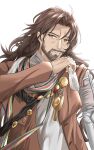  artist_name beard dark-skinned_male dark_skin facial_hair highres long_hair mature_male old old_man prosthesis prosthetic_arm reverse:1999 shaman shamane smile user_rxvw8322 