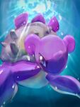  alternate_color animal_focus blue_background bubble butter_(oshi8kyoumoh) commentary day from_below highres lapras light_rays no_humans outdoors pokemon pokemon_(creature) purple_eyes shiny_pokemon solo swimming underwater 