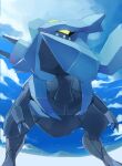 claws cloud commentary day from_below kou11021301 kyurem no_humans outdoors pokemon pokemon_(creature) sky solo symbol-only_commentary yellow_eyes 