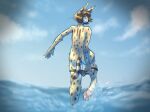 absurd_res anthro big_ears butt digital_media_(artwork) feet felid feline female fur genitals hair hi_res hindpaw looking_at_viewer mammal markings nude paws pimstacja pistacja pussy serval smile solo splashing_water spots spotted_body spotted_fur tail water