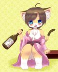  blue_eyes blush breasts drunk furry japanese_clothes kimono looking_at_viewer pussy shune 