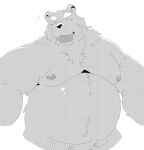 2024 anthro bear belly big_belly eyes_closed hi_res kemono male mammal monochrome moobs nipples overweight overweight_male simple_background solo suishou0602 white_background