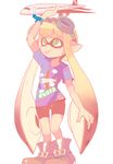  1girl bandaid bandaid_on_nose inkling nintendo pointy_ears sally_(luna-arts) splatoon tentacle_hair 