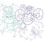 &lt;3 alien anthro antlers chinchillid crown duo english_text fecto_elfilis headgear hi_res horn kirby&#039;s_return_to_dream_land kirby_(series) kirby_and_the_forgotten_land lewdchuu_(artist) magolor male mammal monochrome mouthless nintendo rodent sketch starling_(species) text