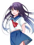  1girl brown_eyes haruchika homura_chika long_hair open_mouth petticoat purple_hair school_uniform seifuku skirt yuihiko 