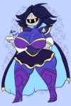 armor big_breasts blue_body bottomwear breasts cape clothing crossgender female hi_res humanoid kirby&#039;s_return_to_dream_land kirby&#039;s_return_to_dream_land_deluxe kirby_(series) lewdchuu_(artist) mask meta_knight nintendo skirt solo waddling_head