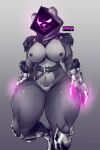 anthro bear belt big_breasts breasts claws epic_games erharia female fortnite hi_res hood looking_at_viewer mammal metal midriff muscular_thighs nipple_piercing nipples nude piercing raven_team_leader smug solo thick_thighs