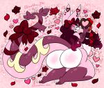 &lt;3 accessory anthro big_breasts big_butt bow_ribbon breasts butt candy chocolate dessert female flower food furgonomics generation_5_pokemon hair hi_res holidays kianna_(lewdchuu) lewdchuu_(artist) nintendo nipples petals pink_body pink_eyes pink_nipples plant pokemon pokemon_(species) red_hair ribbons serperior solo tail tail_accessory tail_bow tail_ribbon valentine&#039;s_day