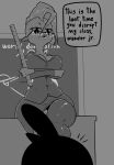 absurd_res alien alien_humanoid big_breasts breasts cleavage clothed clothing dialogue disney dracreloaded english_text eyewear female glasses greyscale hair hi_res humanoid humanoid_pointy_ears inside legwear long_hair lord_dominator monochrome nipple_outline noseless not_furry silhouette sitting solo text thick_thighs thigh_highs wander_over_yonder wide_hips