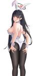  1girl absurdres animal_ears ass black_hair blue_archive breasts hair_ornament highres playboy_bunny rabbit_ears rabbit_hair_ornament red_eyes rio_(blue_archive) sideboob stardivine 