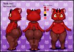 2024 2_horns 3_eyes anthro balls belly big_butt black_horn brown_body brown_fur brown_neck_tuft brown_tail brown_tuft butt cat_demon digital_media_(artwork) domestic_cat english_text fangs felid feline felis flaccid front_view fur genitals happy hi_res horn looking_back male mammal model_sheet moobs multi_eye multicolored_body multicolored_fur navel neck_tuft nekoni nekoni_(character) nipples orange_eyes pawpads penis pink_nipples pink_nose pink_pawpads rear_view red_body red_ears red_fur sharp_teeth short_tail side_view smile solo standing tail teeth text thick_thighs tuft two_tone_body two_tone_fur