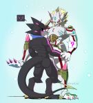 absurd_res anthro bandai_namco black_body blonde_hair digimon digimon_(species) digimon_ghost_game duo evolutionary_family gulusgammamon hair hi_res horn hwolfhr male male/male question_mark sex siriusmon size_difference small_dom_big_sub stinger_tail yellow_eyes