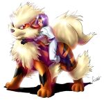  1boy absurdres arcanine black_footwear black_gloves blue_hair boots closed_eyes gloves happy highres james_(pokemon) james_(vocaloid) mistressainley pokemon pokemon_(anime) pokemon_(creature) team_rocket team_rocket_uniform white_background 