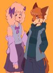 ambiguous_gender anthro asdro_(artist) canid canine canis clothed clothing domestic_dog duo female fox girly hi_res male male/female mammal partners romantic romantic_couple tomboy