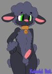 absurd_res animal_humanoid anthro balls black_body black_fur bovid bovid_humanoid bovine caprine collar collar_only erection fur genitals girly grey_body grey_fur hi_res humanoid kobold_dat male mammal mammal_humanoid nude penis sheep solo wool_(fur)