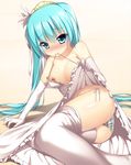  ass breasts dress hatsune_miku nipples no_bra pantsu papino shimapan skirt_lift thighhighs vocaloid 