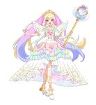  1girl :d blonde_hair blue_hair commentary_request dress full_body gold_trim gradient_hair hands_up high_heels himeme_(waccha_primagi!) holding holding_scepter long_hair looking_at_viewer multicolored_hair official_art open_mouth pink_eyes pink_hair pretty_series princess puffy_short_sleeves puffy_sleeves scepter second-party_source short_sleeves simple_background smile solo standing tachi-e tiara transparent_background tugu-huka twintails very_long_hair waccha_primagi! waccha_primagi!_studio white_dress white_footwear white_wings wings 