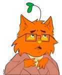 clothing coat eyewear felid feline flat_colors fur glasses grass_hair hi_res male mammal necktie orange_body orange_fur realpakk simple_background slightly_chubby solo topwear trenchcoat white_background yellow_eyes