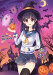  halloween isokaze_(kancolle) kantai_collection seifuku thighhighs umitonakai witch 