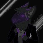 anthro fur grey_body grey_fur hack(shackht) hi_res machine male protogen purple_eyes shackht simple_background solo visor